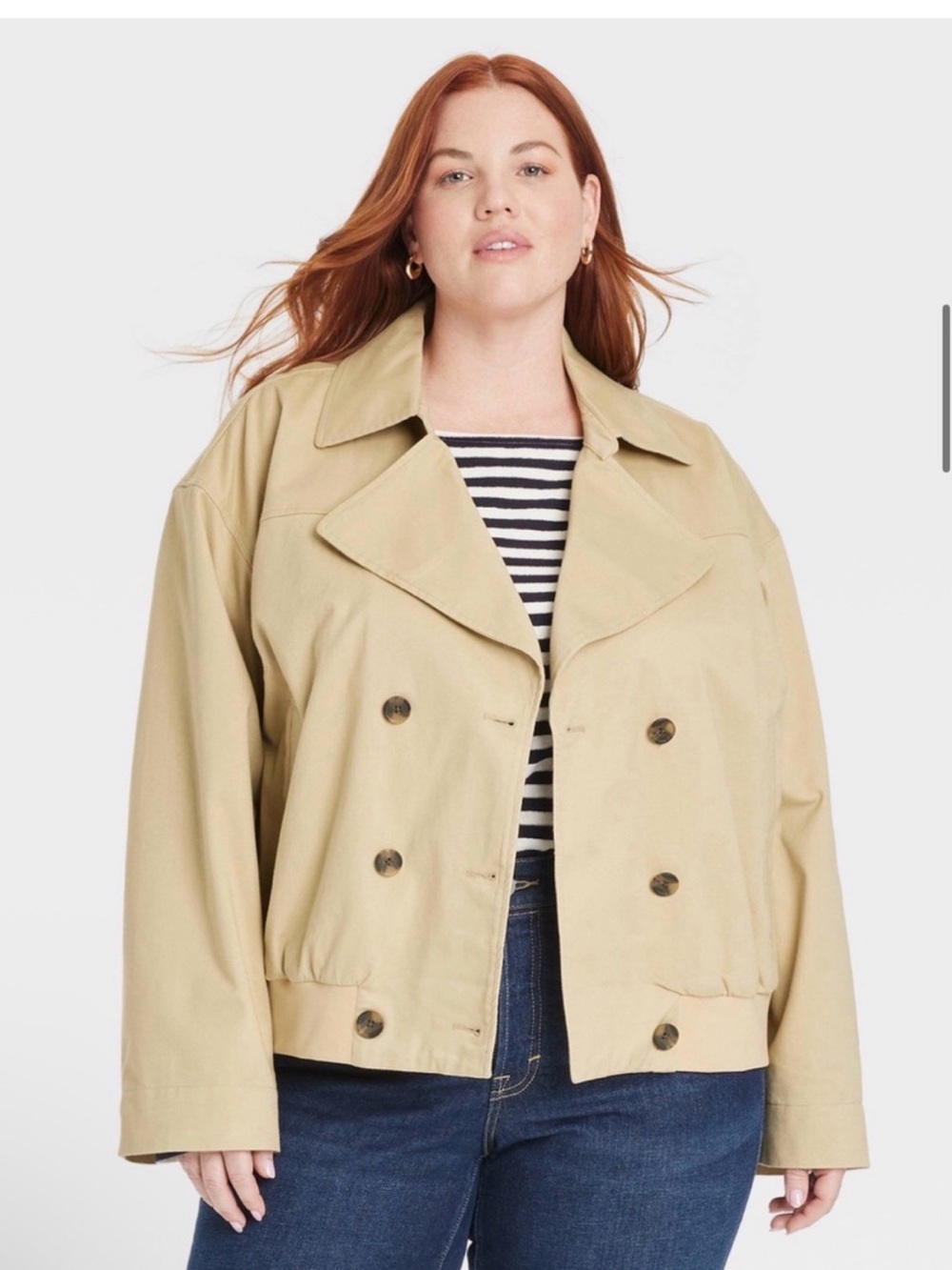 Universal Thread Women's Short Trench Coat Jacket XL Tan NWT